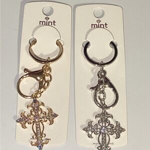 Mint Dual Cross Keychain Set in Gold and Silver
